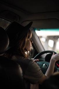 Teenage driver in the drivers seat of a vehicle in Nevada